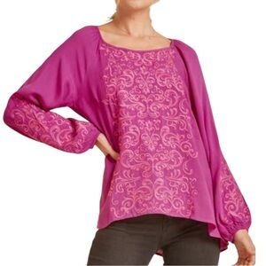SAVANNA JANE Tonal Pink Embroidered Blouse Size Medium -- WOW WOW WOW!!!